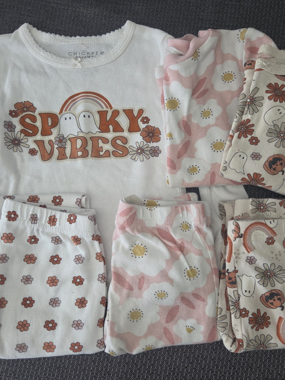chick pea Kids "Spooky Vibes" Pink & Cream Pajama Set